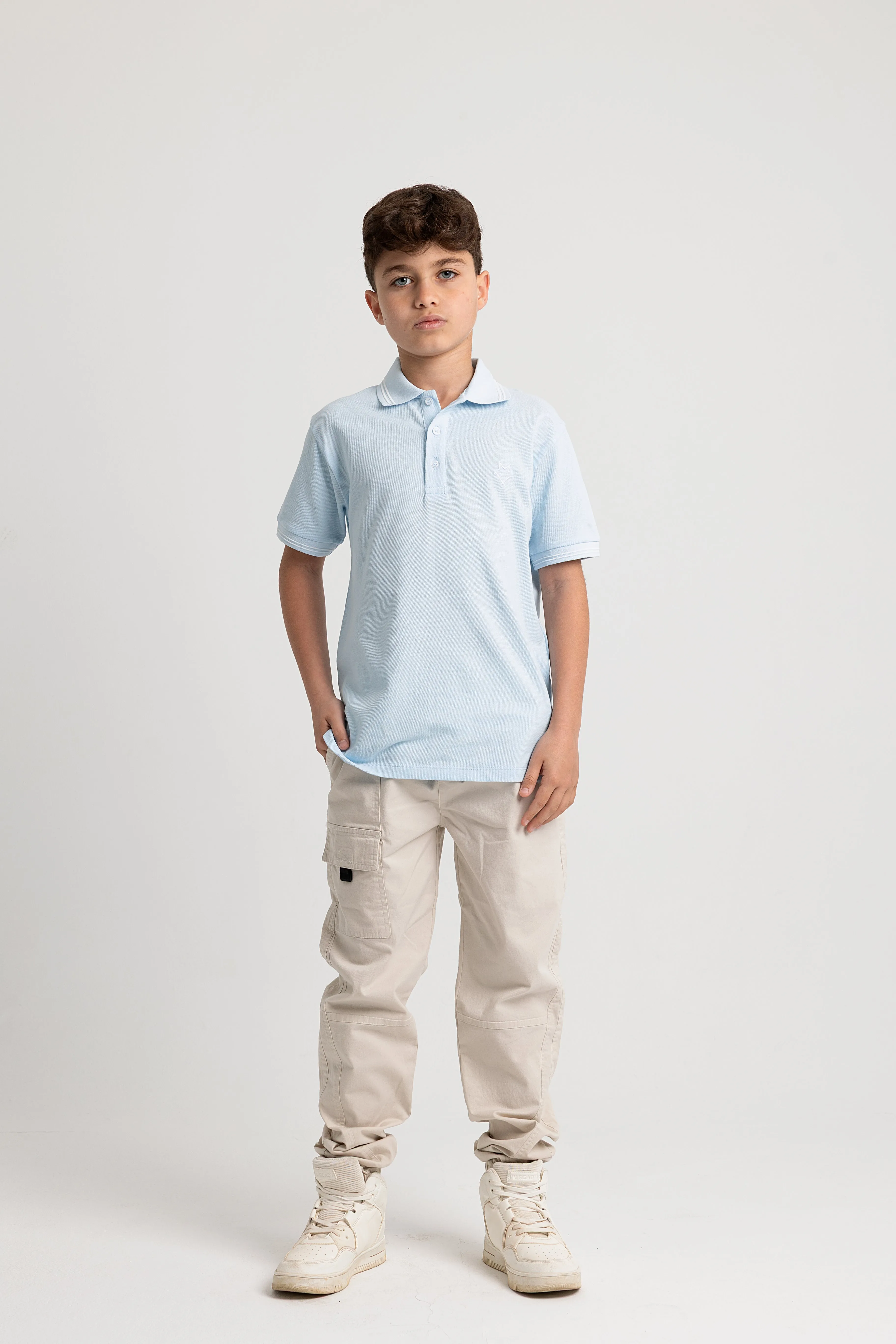 Boys Cotton Plain Polo Shirt