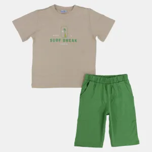 Boys Cotton Short-Sleeved Pajama Set - "Surf Break" Design
