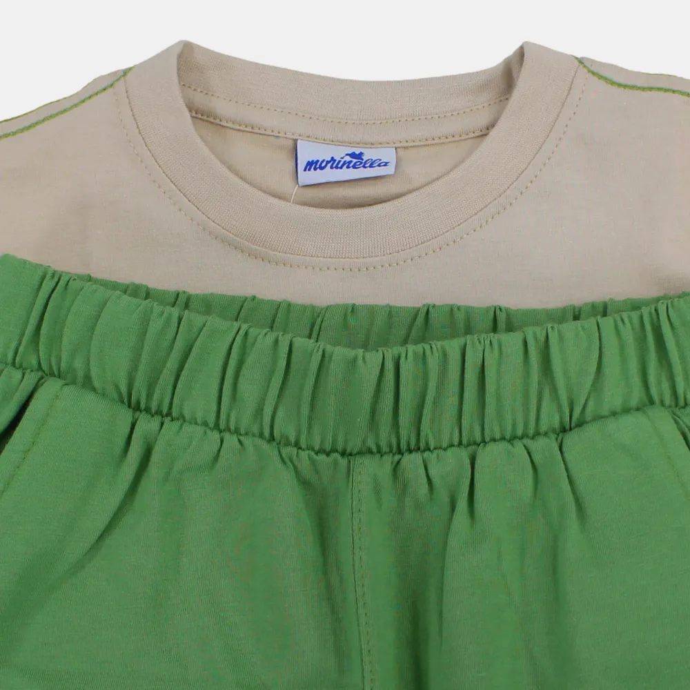 Boys Cotton Short-Sleeved Pajama Set - "Surf Break" Design