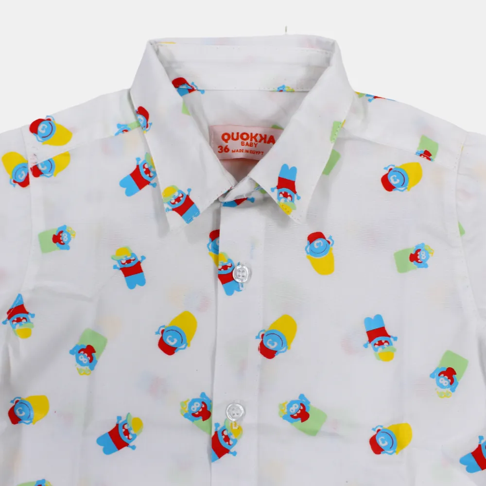 Boys Cotton Short-Sleeved Shirt with a Fun Design