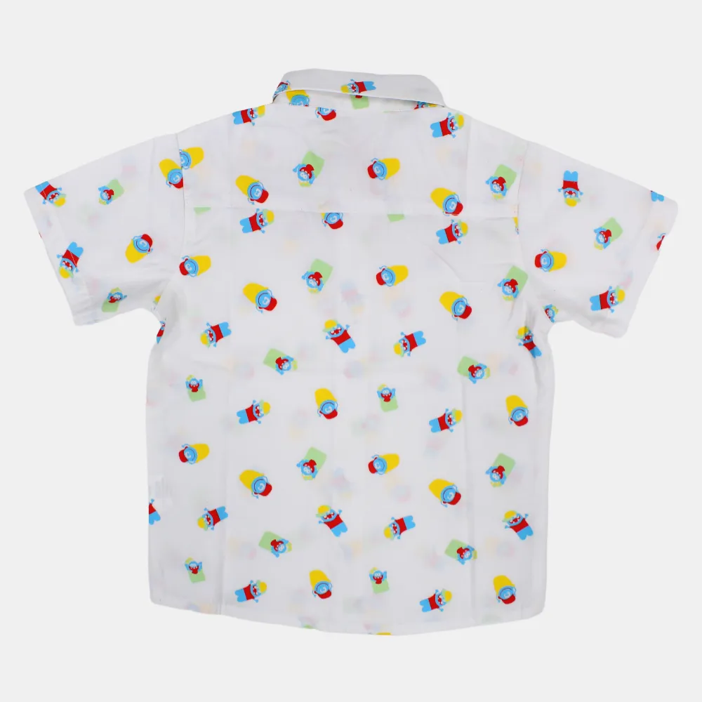 Boys Cotton Short-Sleeved Shirt with a Fun Design
