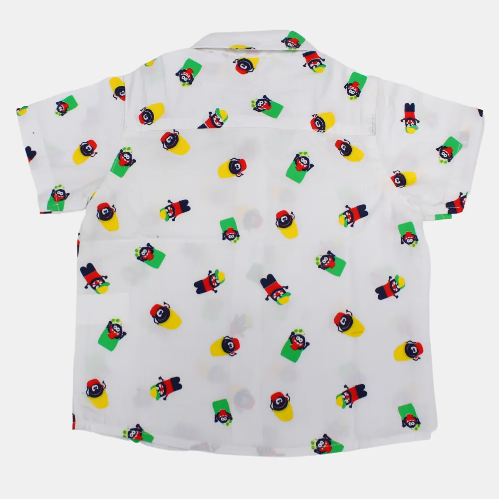 Boys Cotton Short-Sleeved Shirt with a Fun Design