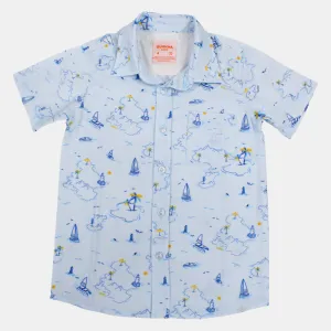 Boys Cotton Short-Sleeved Shirt with a Nautical Design
