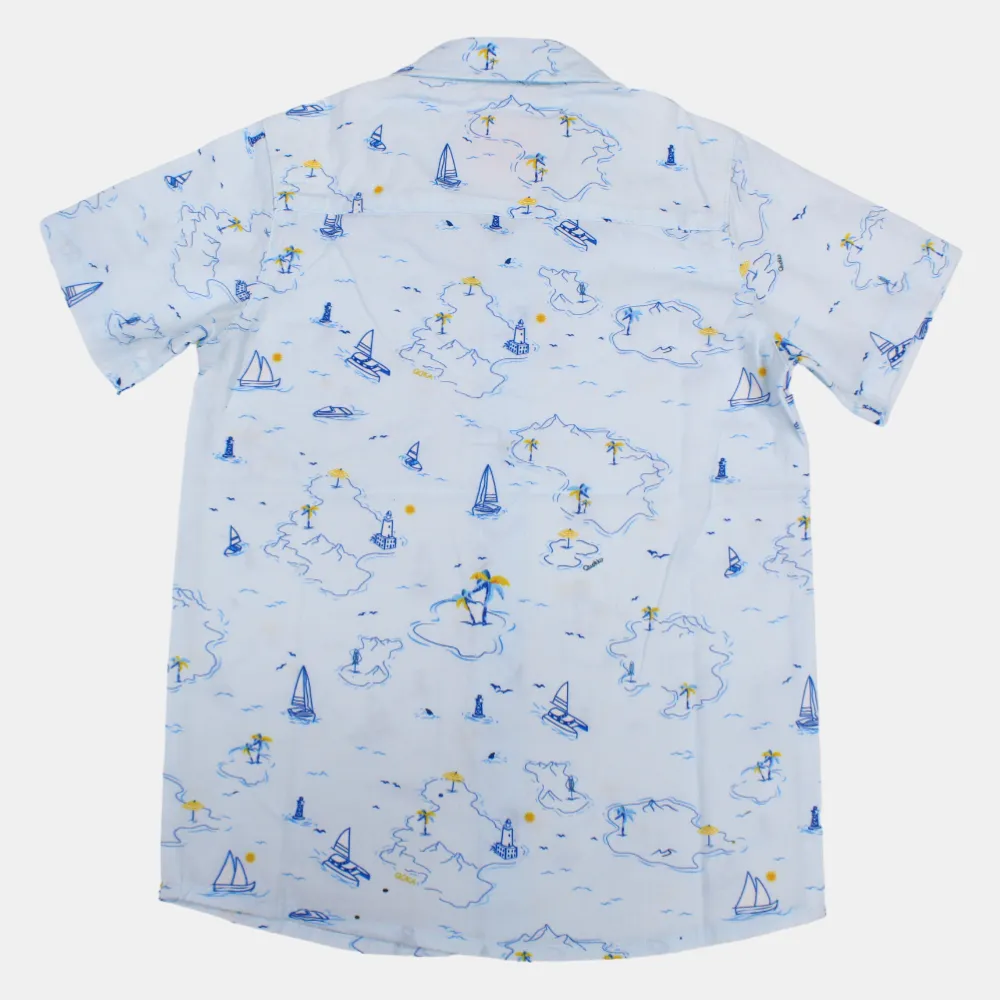 Boys Cotton Short-Sleeved Shirt with a Nautical Design