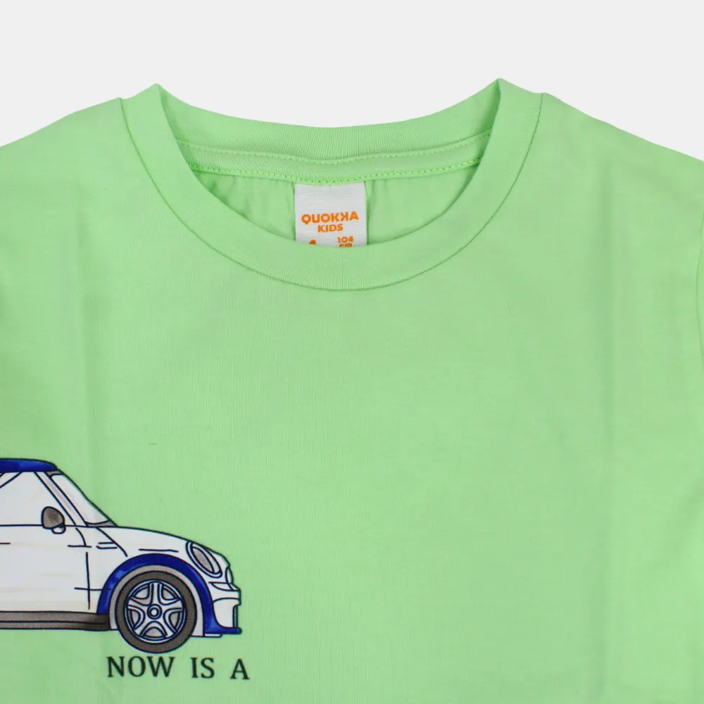 Boys Cotton Short-Sleeved T-Shirt with Cars Design