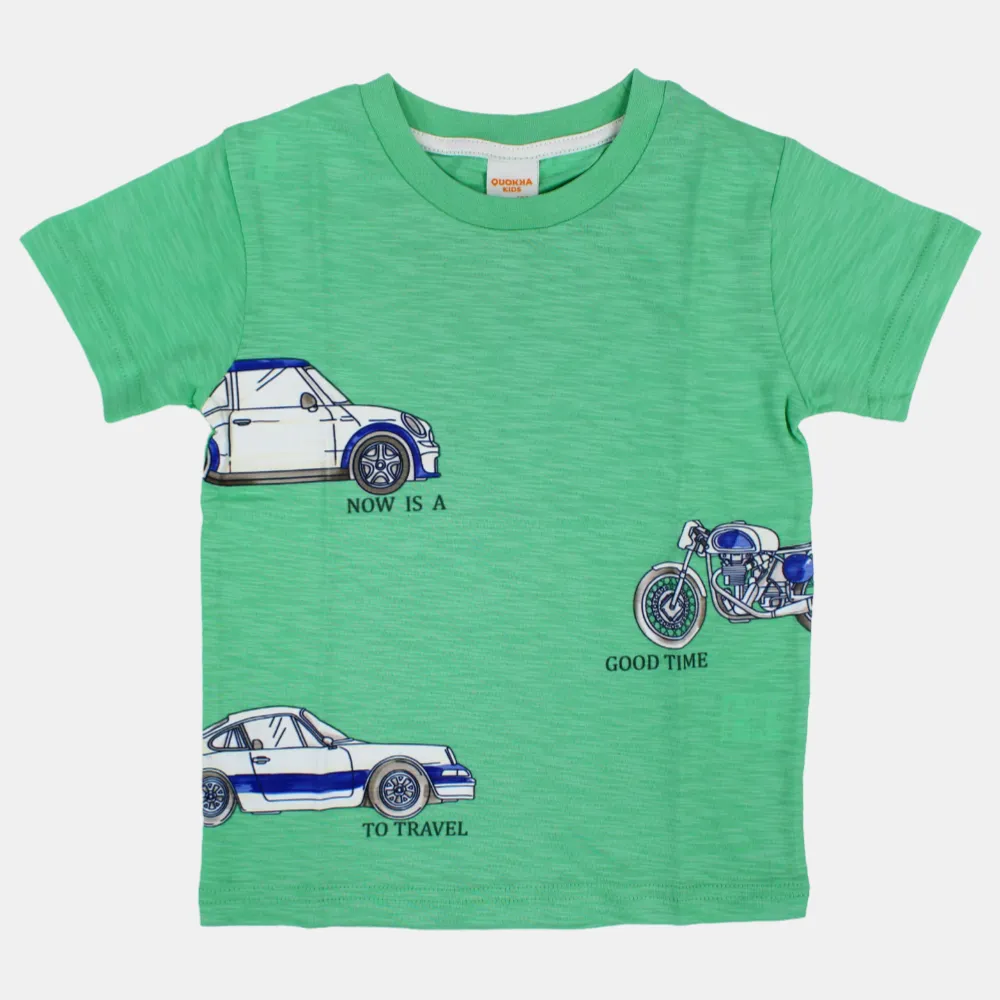 Boys Cotton Short-Sleeved T-Shirt with Cars Design