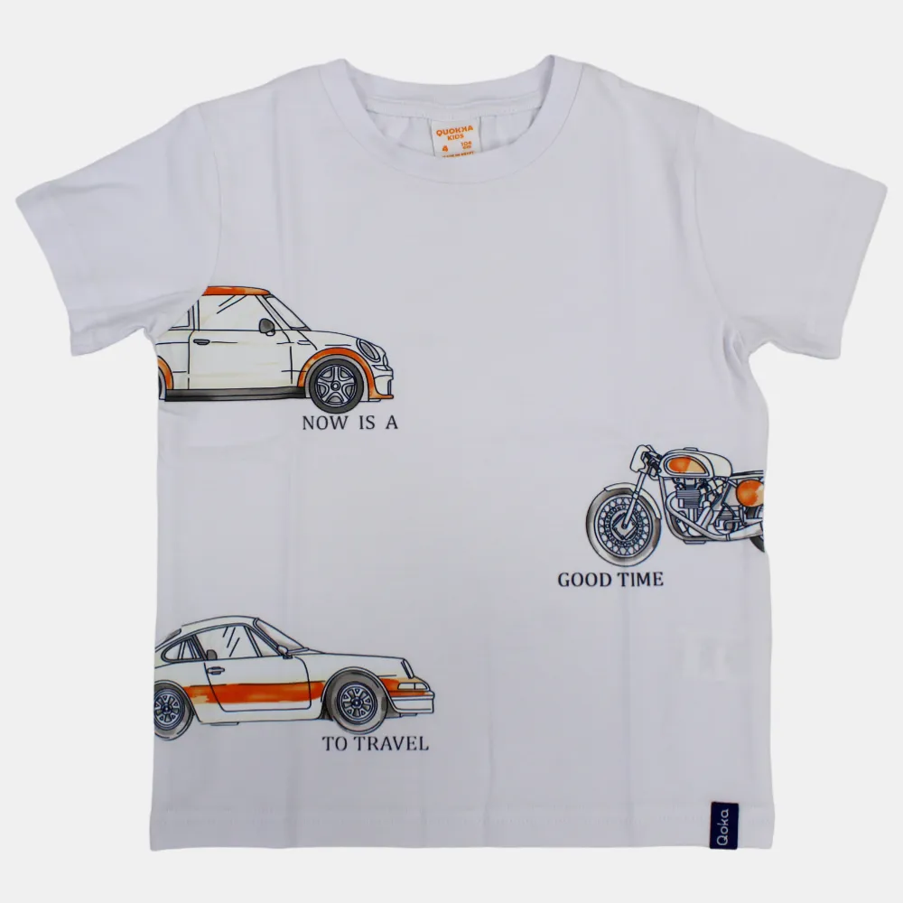 Boys Cotton Short-Sleeved T-Shirt with Cars Design