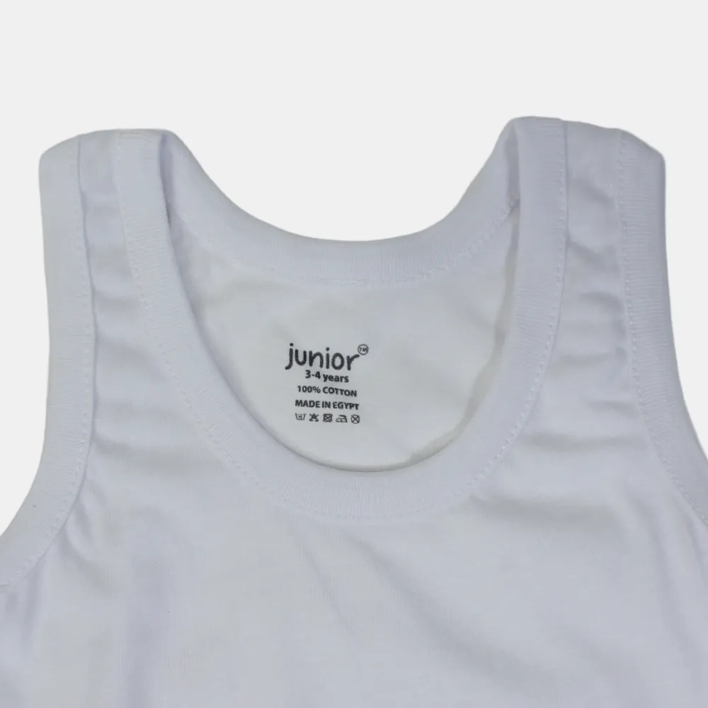 Boys' Cotton Sleeveless Undershirt – White (Sporty Strap Design)