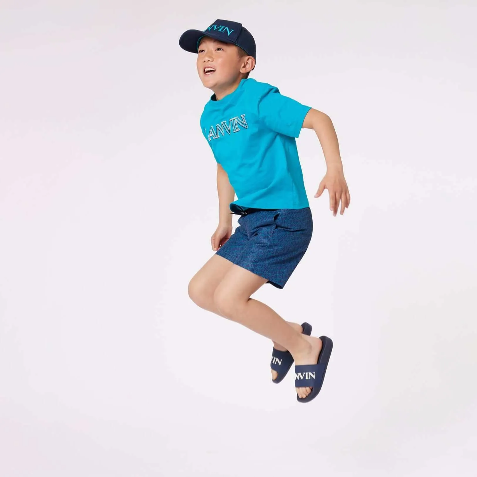 Boys Cotton Turquoise Logo T-Shirt