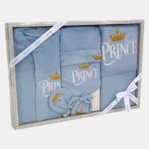 Boys Gift Clothes Box – 5-Piece Crown Prince Set in Light Blue