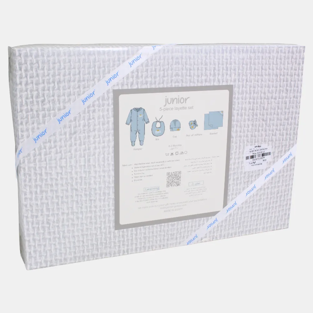 Boys Gift Clothes Box – 5-Piece Crown Prince Set in Light Blue