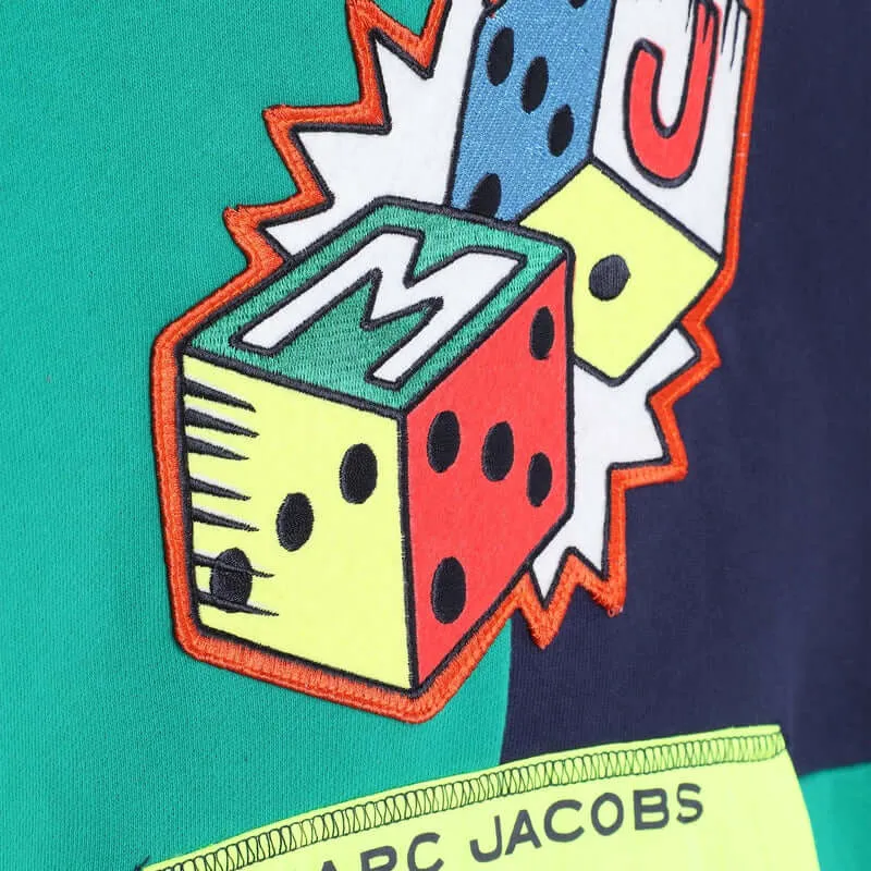 Boys Green Colour Block  Hooded Sweatshirt