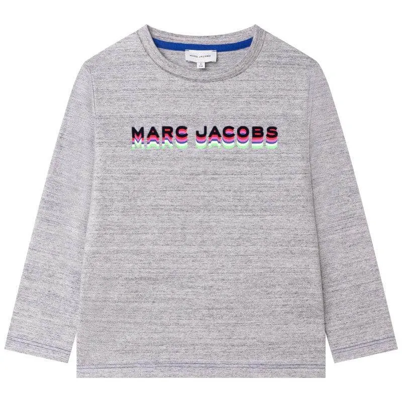 Boys Grey 3D Logo Long Sleeve T-Shirt