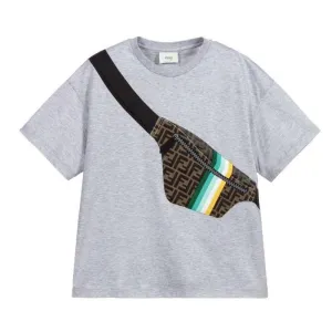 Boys Grey Bag Logo T-shirt
