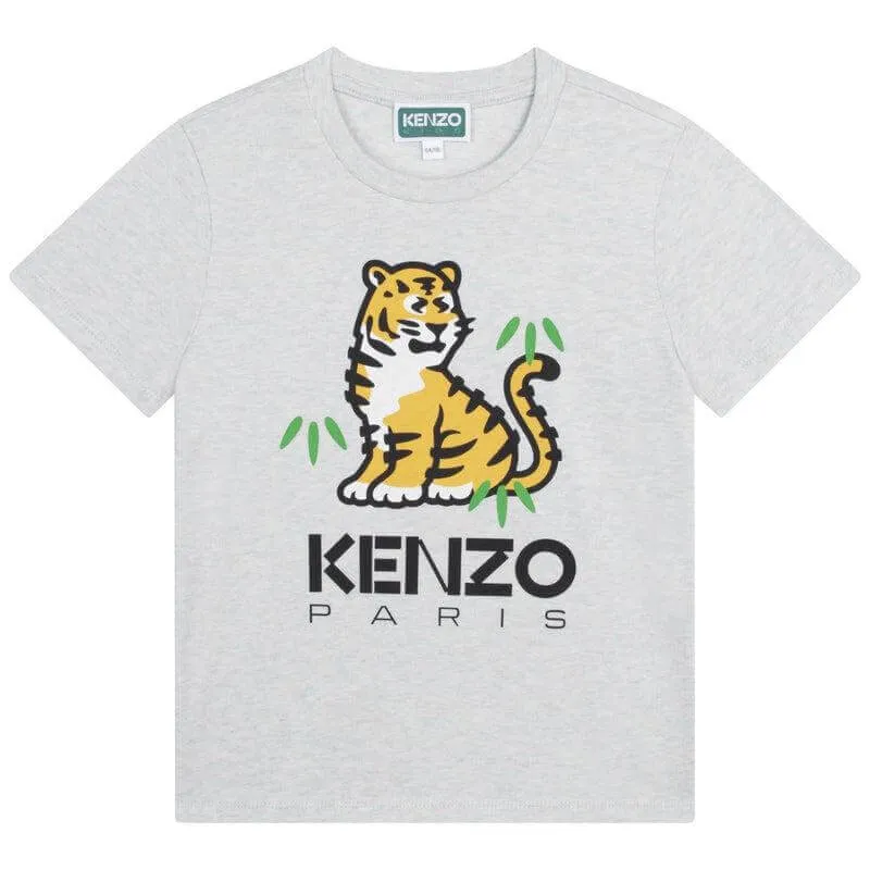Boys Grey KOTORA Tiger T-Shirt