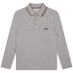 Boys Grey Long Sleeve Polo
