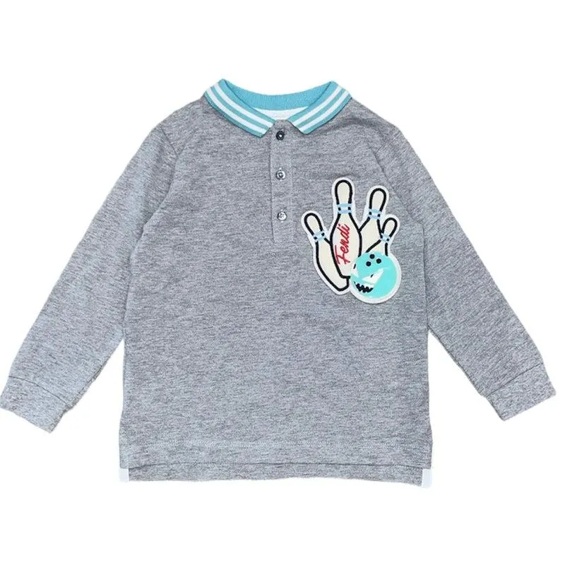Boys Grey Long Sleeve Polo