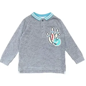 Boys Grey Long Sleeve Polo