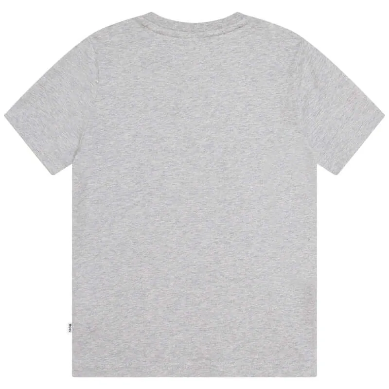 Boys Grey Short Sleeve Cotton T-Shirt