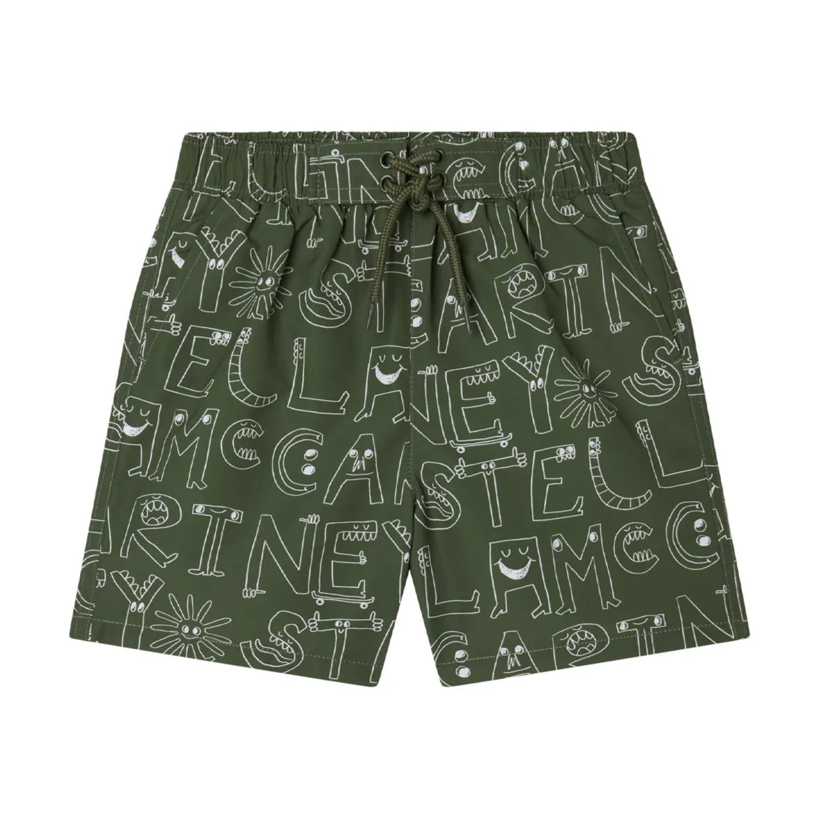 Boys Khaki Logo Swim Shorts