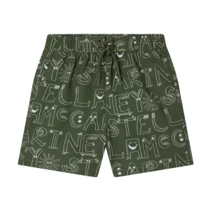 Boys Khaki Logo Swim Shorts