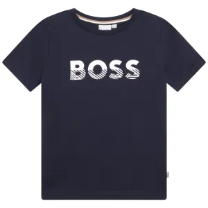 Boys Navy Logo Short Sleeve T-Shirt