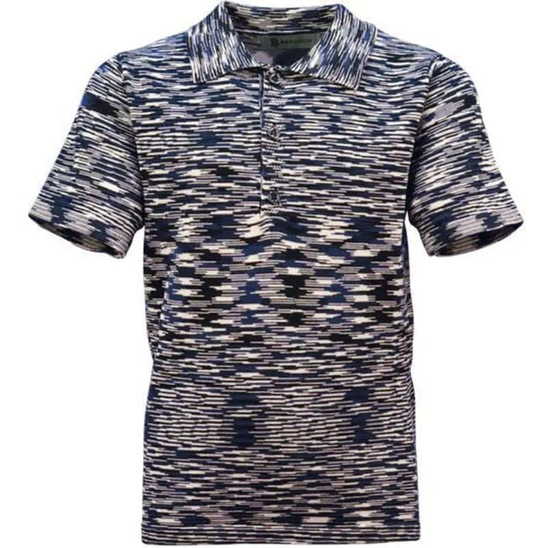 Boys Navy Space-Dye Short Sleeve Polo