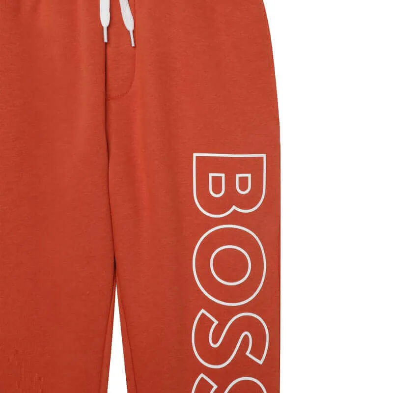 Boys Orange Logo Jogging Bottoms