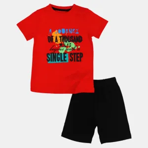 Boys Pajama Set – Red with Fun Print
