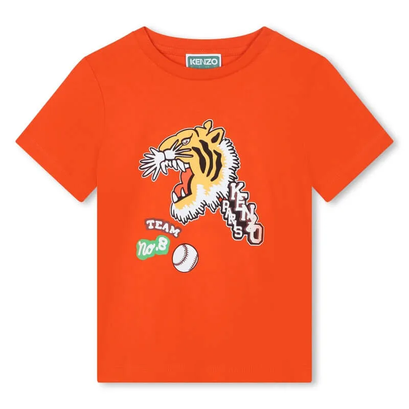 Boys Red 'KENZO CLUB D1' Short Sleeve T-Shirt