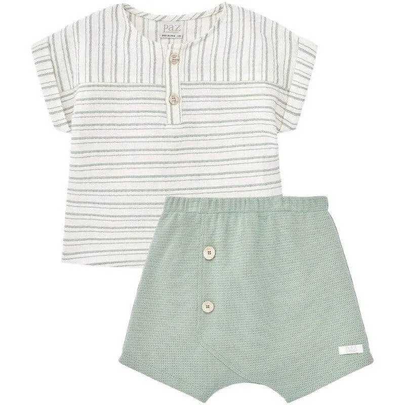 Boys Sage Cotton Short Set