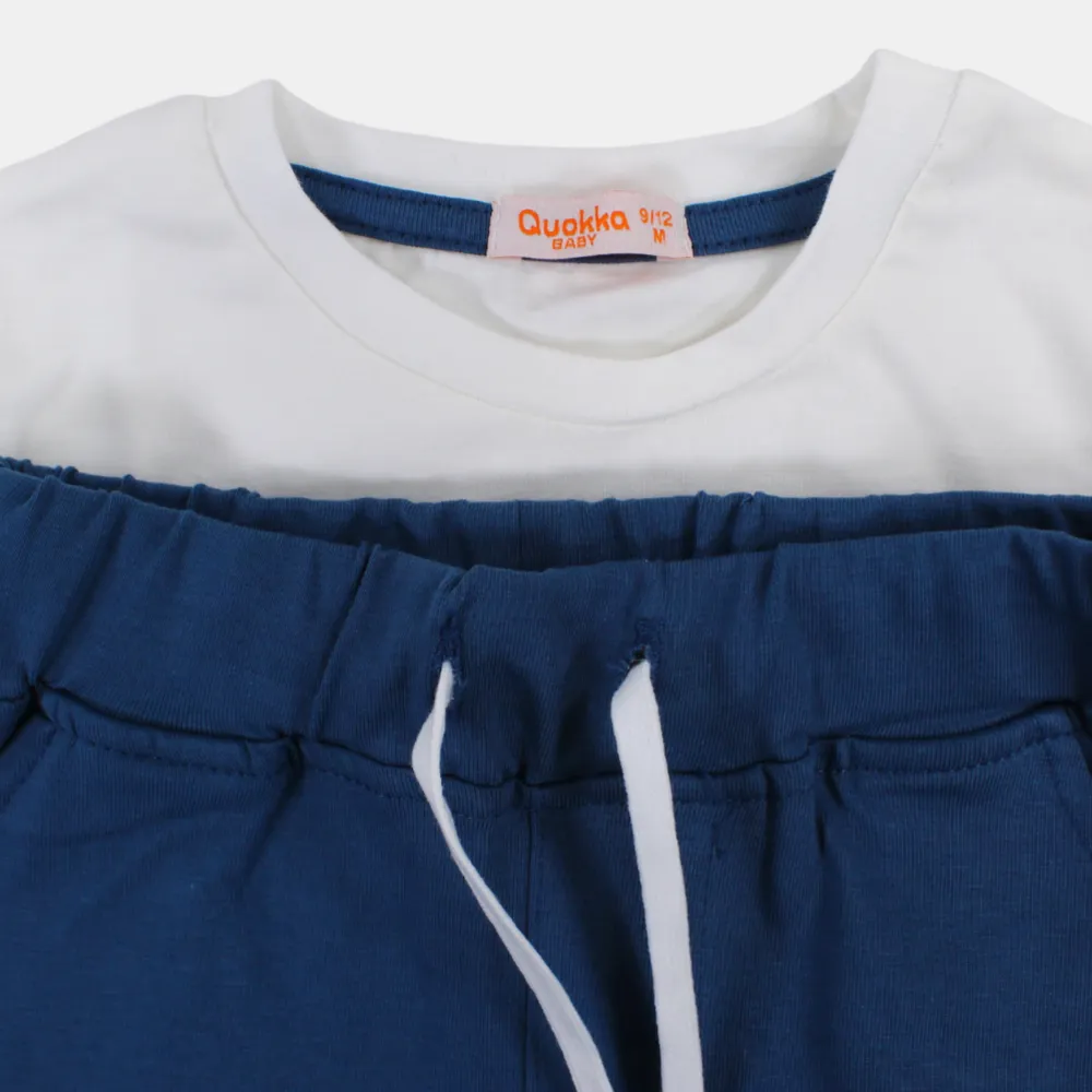 Boys Short-Sleeved 2-Piece Cotton Outfit Set – Happy Crocodile Design
