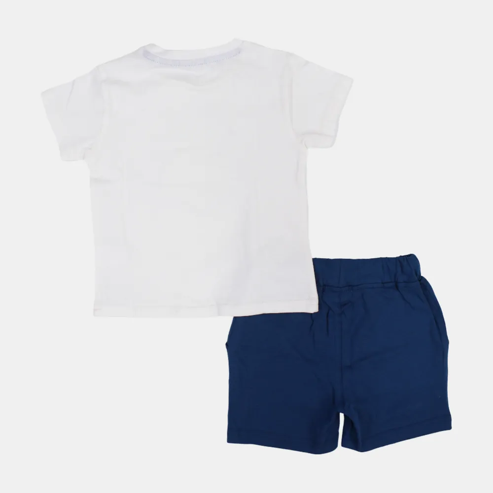 Boys Short-Sleeved 2-Piece Cotton Outfit Set – Happy Crocodile Design