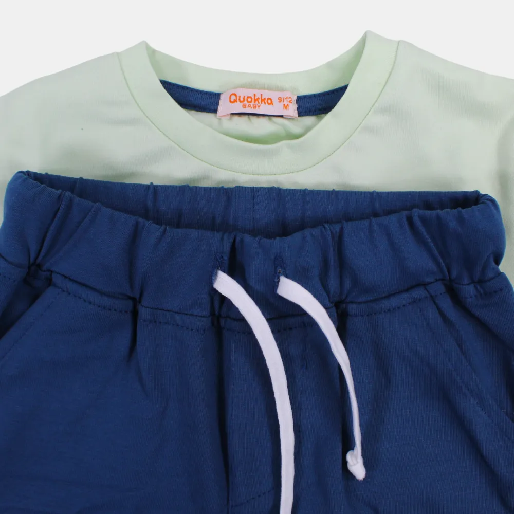 Boys Short-Sleeved 2-Piece Cotton Outfit Set – Happy Crocodile Design
