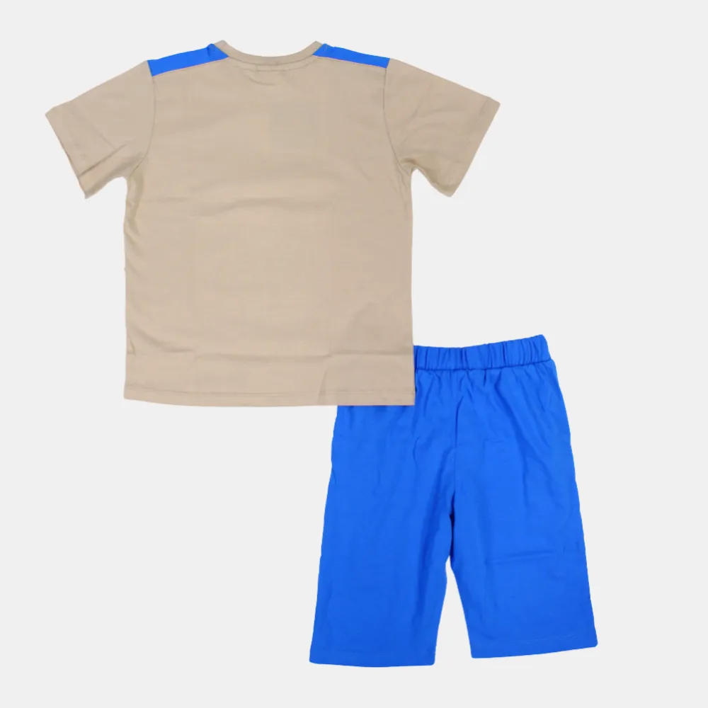 Boys Short-Sleeved Cotton Pajama Set- Surfing Print