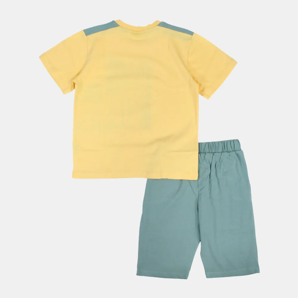Boys Short-Sleeved Cotton Pajama Set- Surfing Print