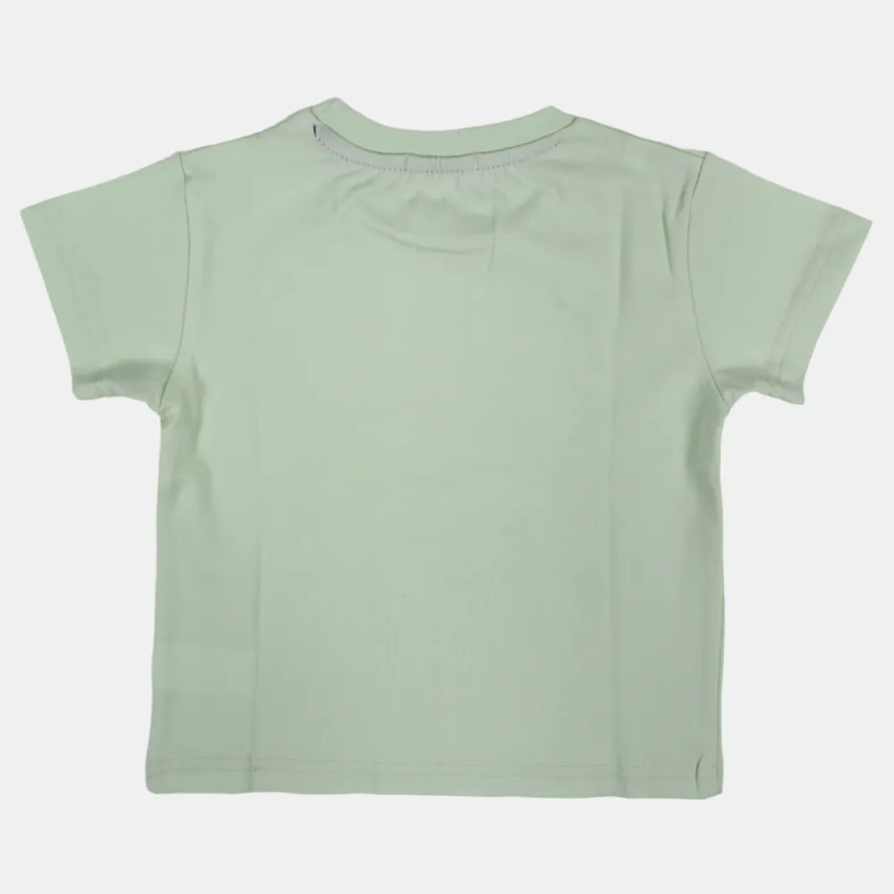 Boys Short-Sleeved Cotton T-Shirt with Happy Crocodile Print