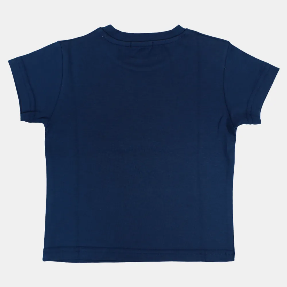 Boys Short-Sleeved Cotton T-Shirt with Surfing Crocodile Print