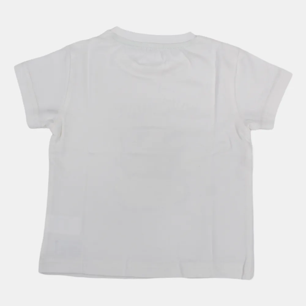 Boys Short-Sleeved Cotton T-Shirt with Surfing Crocodile Print