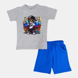 Boys' Short-Sleeves Pajama Set – Grey Cool Print