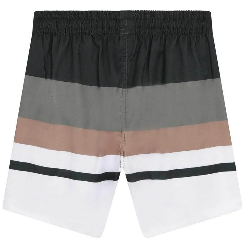 Boys Stripe Khaki Swim Shorts