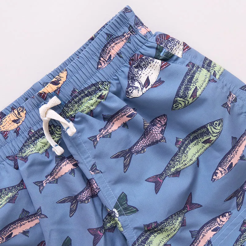 Boys Swim Trunk - Bluestone Multi Fishies by Pink Chicken