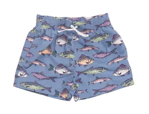 Boys Swim Trunk - Bluestone Multi Fishies by Pink Chicken