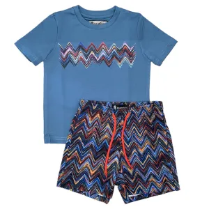 Boys Teal Space Zig Swim Set