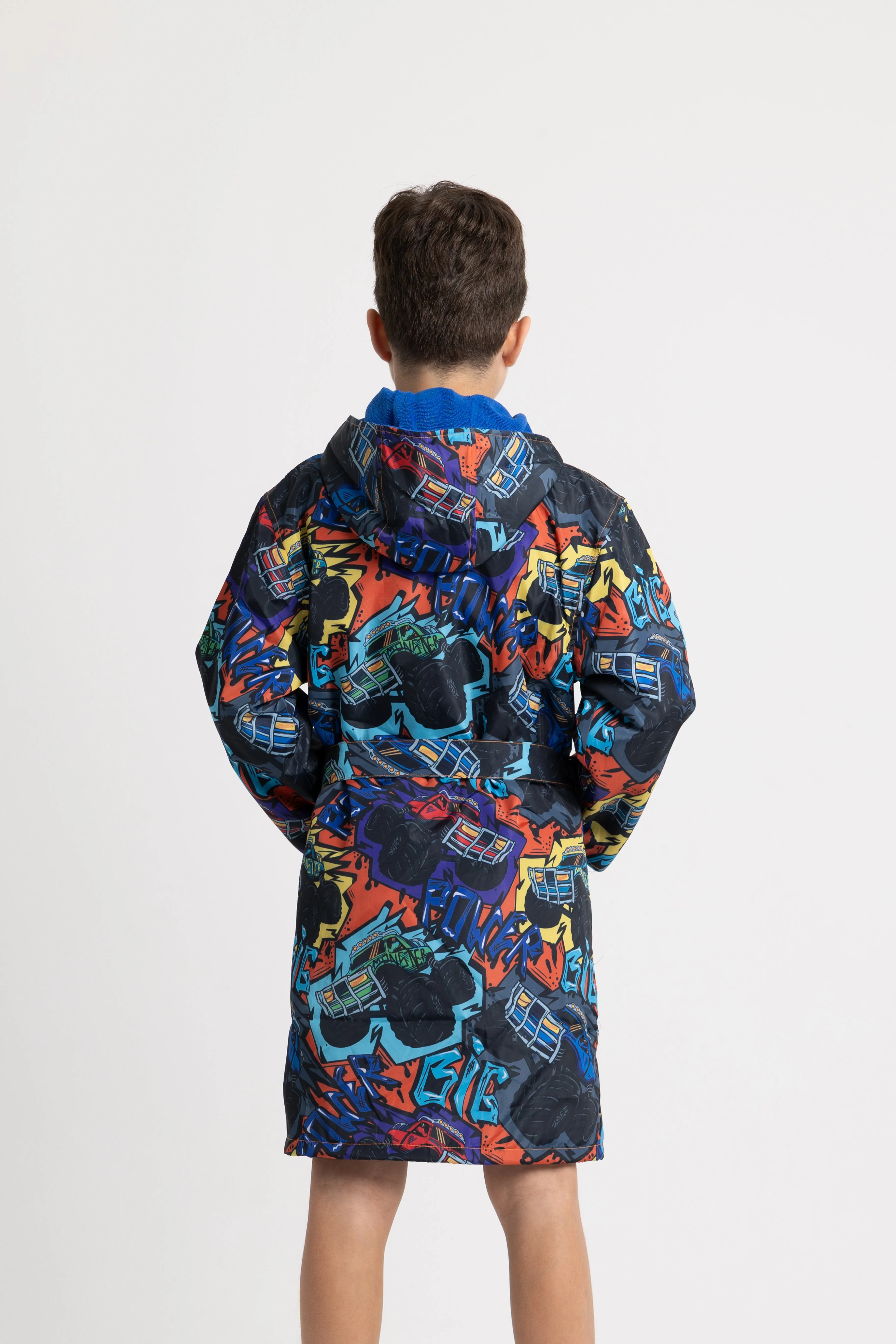 Boys' Waterproof Swim Robe – "Monster Truck" Design