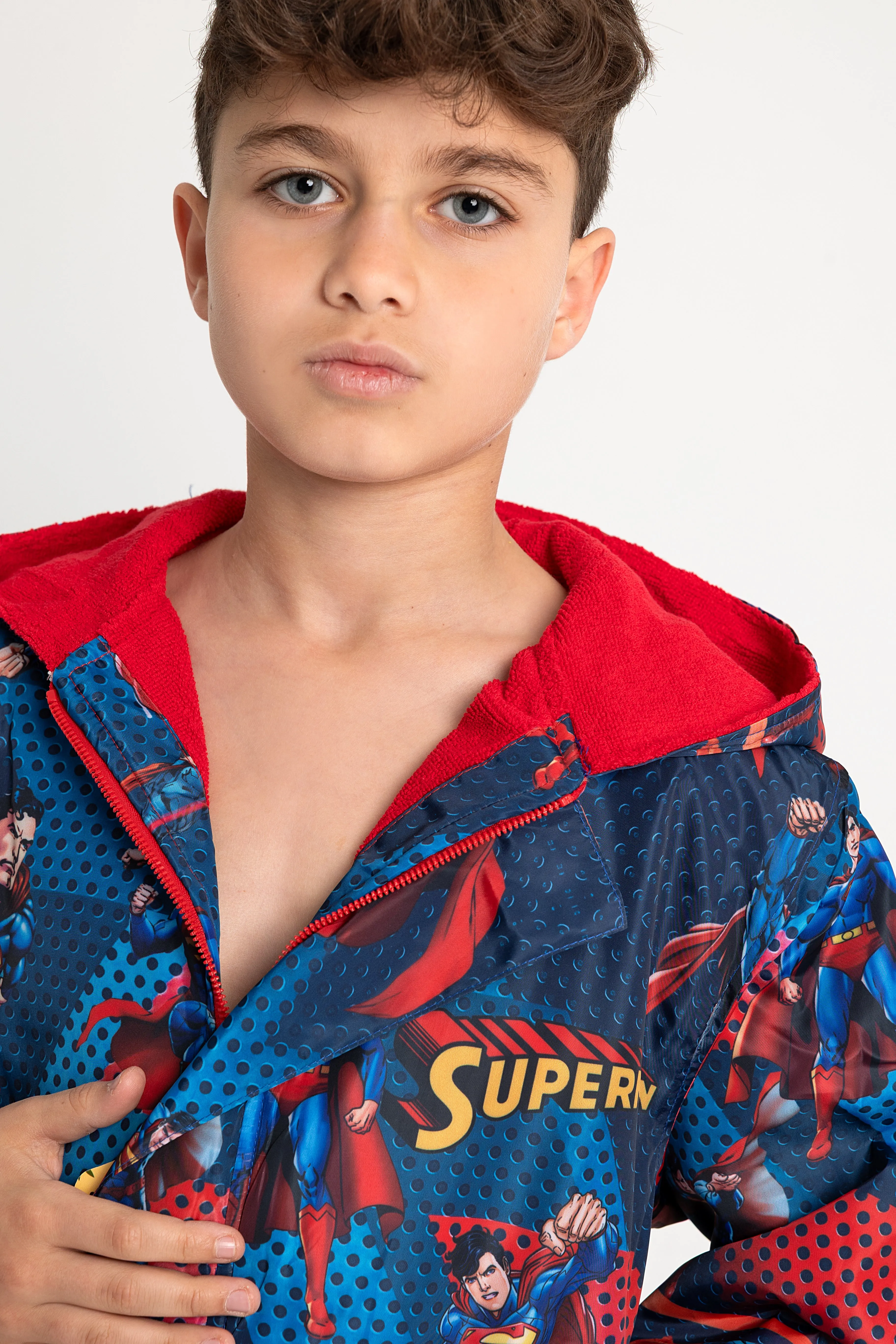 Boys' Waterproof Swim Robe – Superman Design