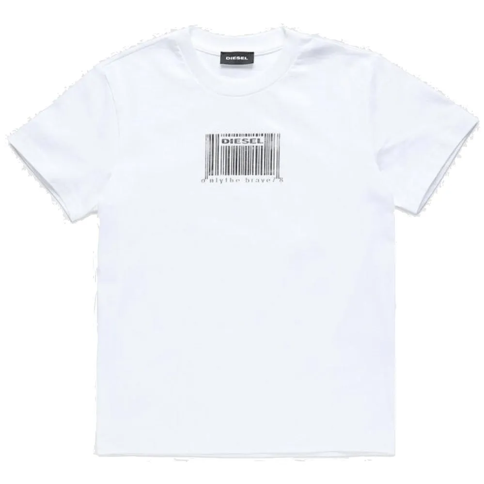Boys White Barcode T-Shirt