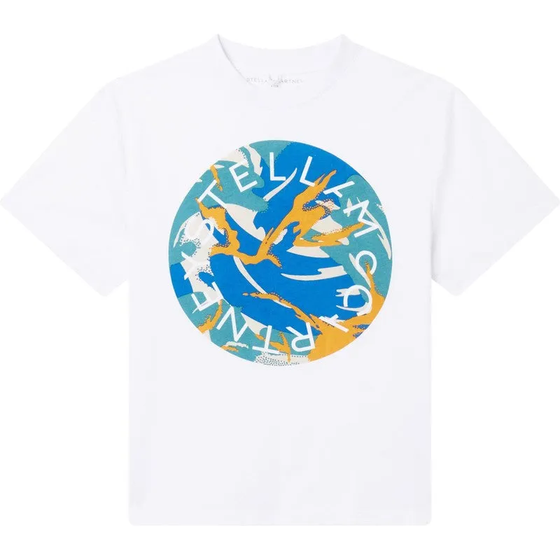 Boys White Circle Print T-shirt