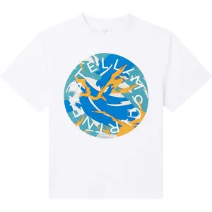 Boys White Circle Print T-shirt