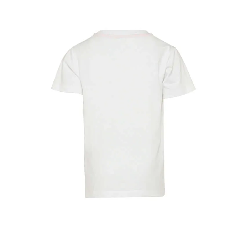 Boys White Cotton Colourful Logo T-Shirt